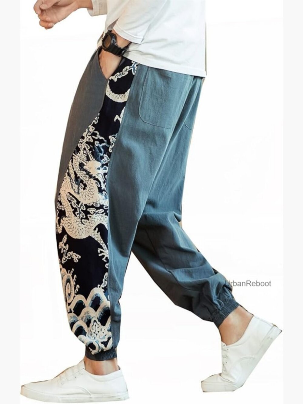 Linen Cargo Jogger Pants Harem Casual Drawstring Sweatpants
